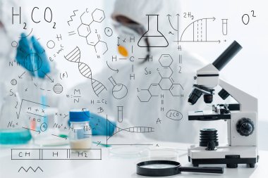 mikroskobun seçici odağı ve formüllü büyüteç çizimi 
