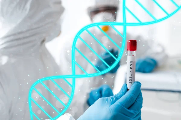 Selective Focus Scientist Her African American Colleague Doing Dna Test — Stock Photo, Image