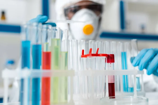 Selective Focus African American Scientist Holding Test Tube — Stock Photo, Image