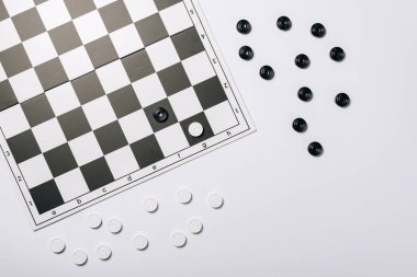 Top view of chessboard with black and white checkers isolated on white clipart