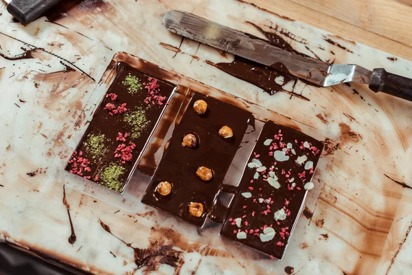 Top View Sweet Chocolate Bars Different Flavors — Stock Photo, Image