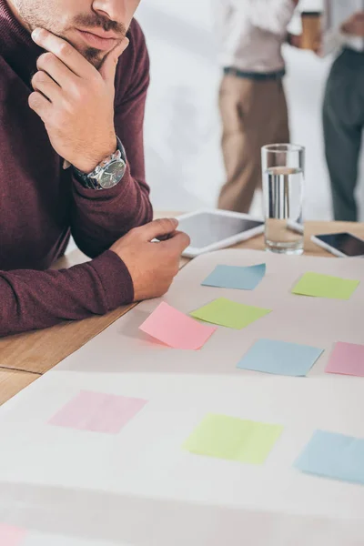 Cropped View Pensive Businessman Touching Face — Stock Photo, Image