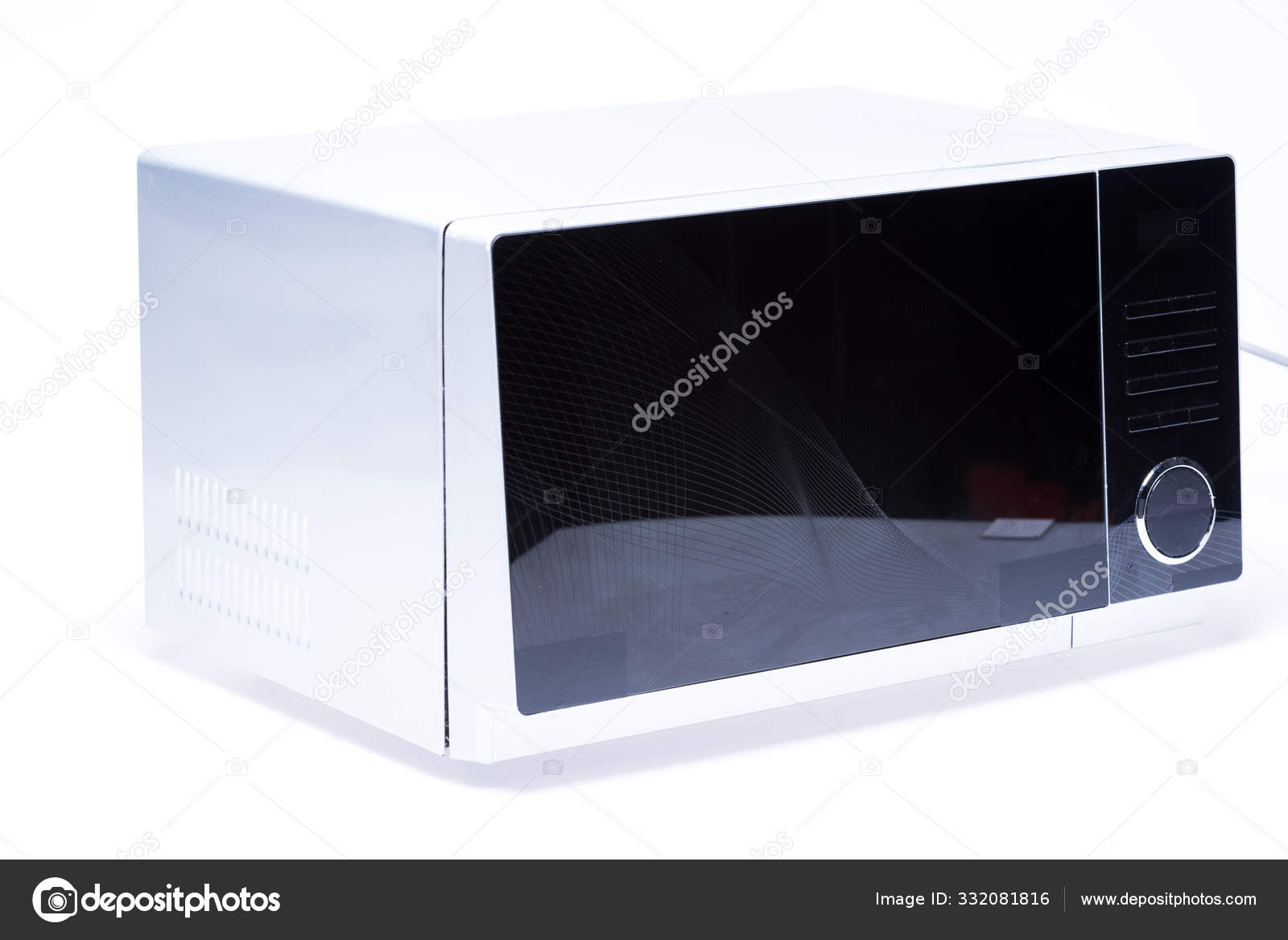Metal Electrical Microwave Oven White Background Stock Photo by