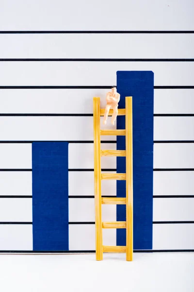 Doll Ladder White Surface Graphs Background Equality Concept — Stock Photo, Image