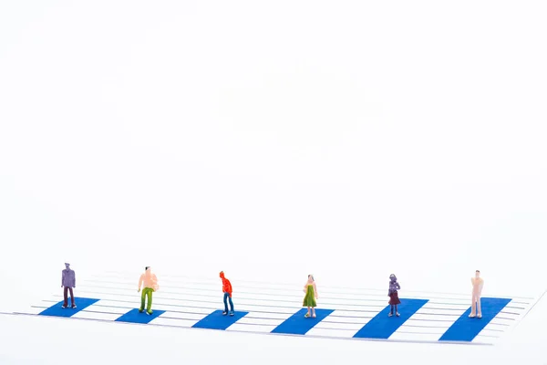 Concept Equality People Figures Surface Blue Graphs Isolated White — Stock Photo, Image