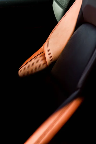 KYIV, UKRAINE - OCTOBER 7, 2019: shadows on leather car seat in new modern porshe — Stock Photo