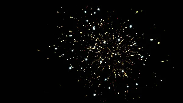 Golden traditional fireworks in night sky, isolated on black — Stock Photo