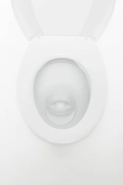 Vista superior do vaso sanitário cerâmico moderno limpo isolado em branco — Fotografia de Stock