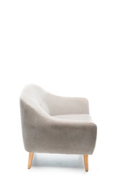 Fauteuil moderne gris confortable sur blanc — Photo de stock