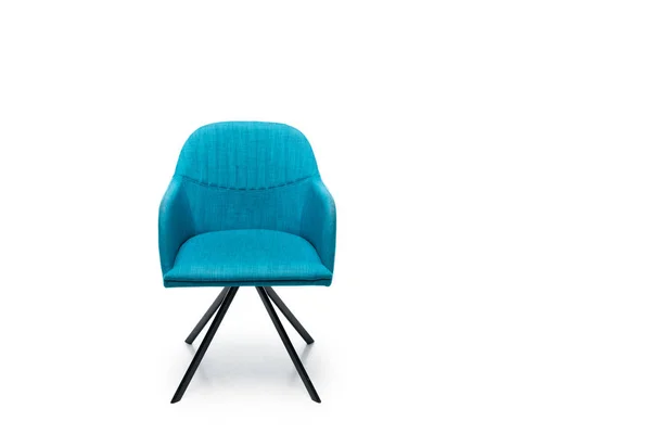 Comfortable blue modern armchair isolated on white — Stock Photo