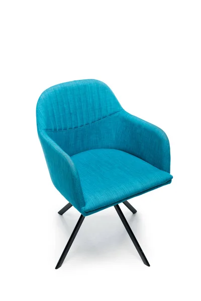 Confortable fauteuil moderne bleu isolé sur blanc — Photo de stock