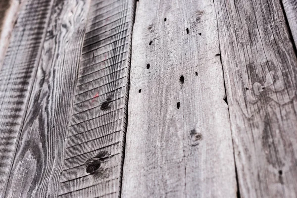 Niedrige Winkelaufnahme von verwittertem Holz, natürliche strukturierte graue Oberfläche mit Kopierraum — Stockfoto
