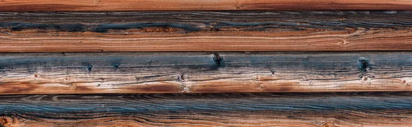 Surface brune texturée naturelle en bois avec espace de copie, vue panoramique — Photo de stock