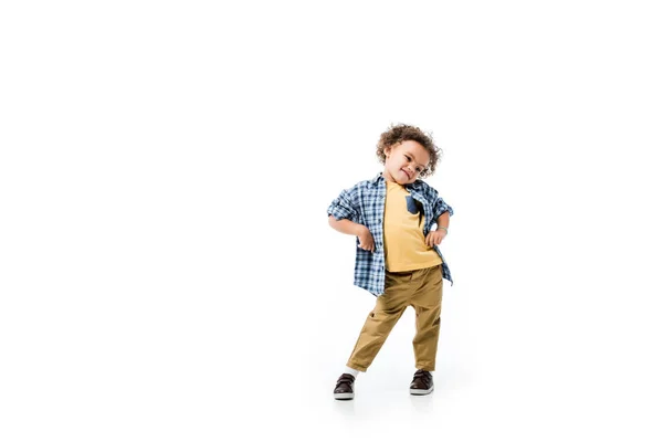 Funny african american boy isolated on white — Stock Photo