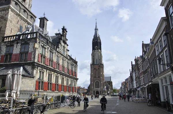 Ayuntamiento y Nueva Iglesia en Delft — Foto de Stock