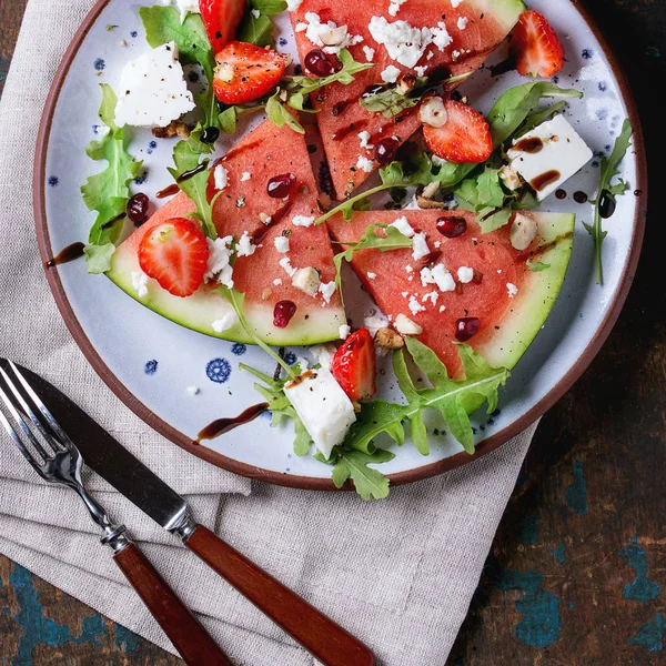 Watermelon and strawberry salad — Stock Photo, Image