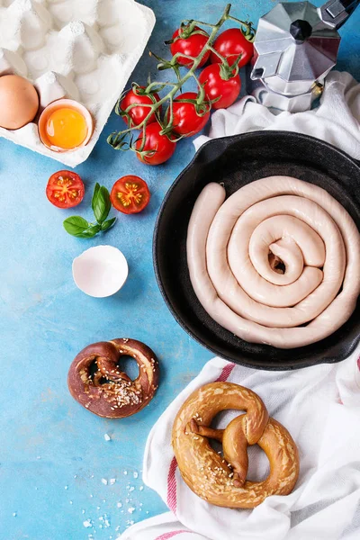 Zutaten für das Frühstück mit Wurst — Stockfoto