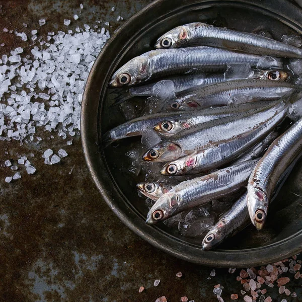 Anchoas frescas crudas pescados — Foto de Stock