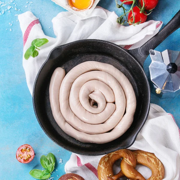 Ingredients for breakfast with sausage — Stock Photo, Image