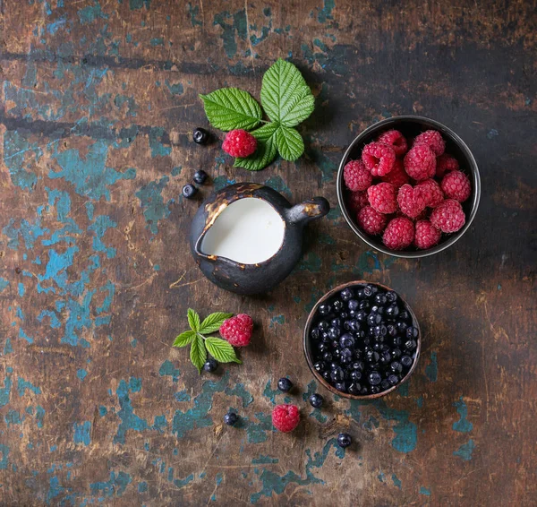 산딸기와 블루베리의 그릇 — 스톡 사진
