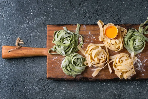 Colored fresh homemade pasta tagliatelle — Stock Photo, Image