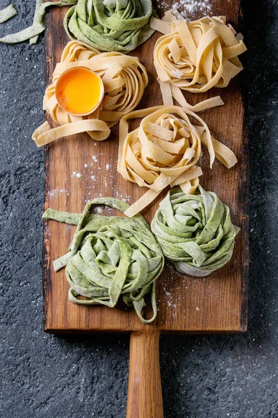 Colored fresh homemade pasta tagliatelle — Stock Photo, Image