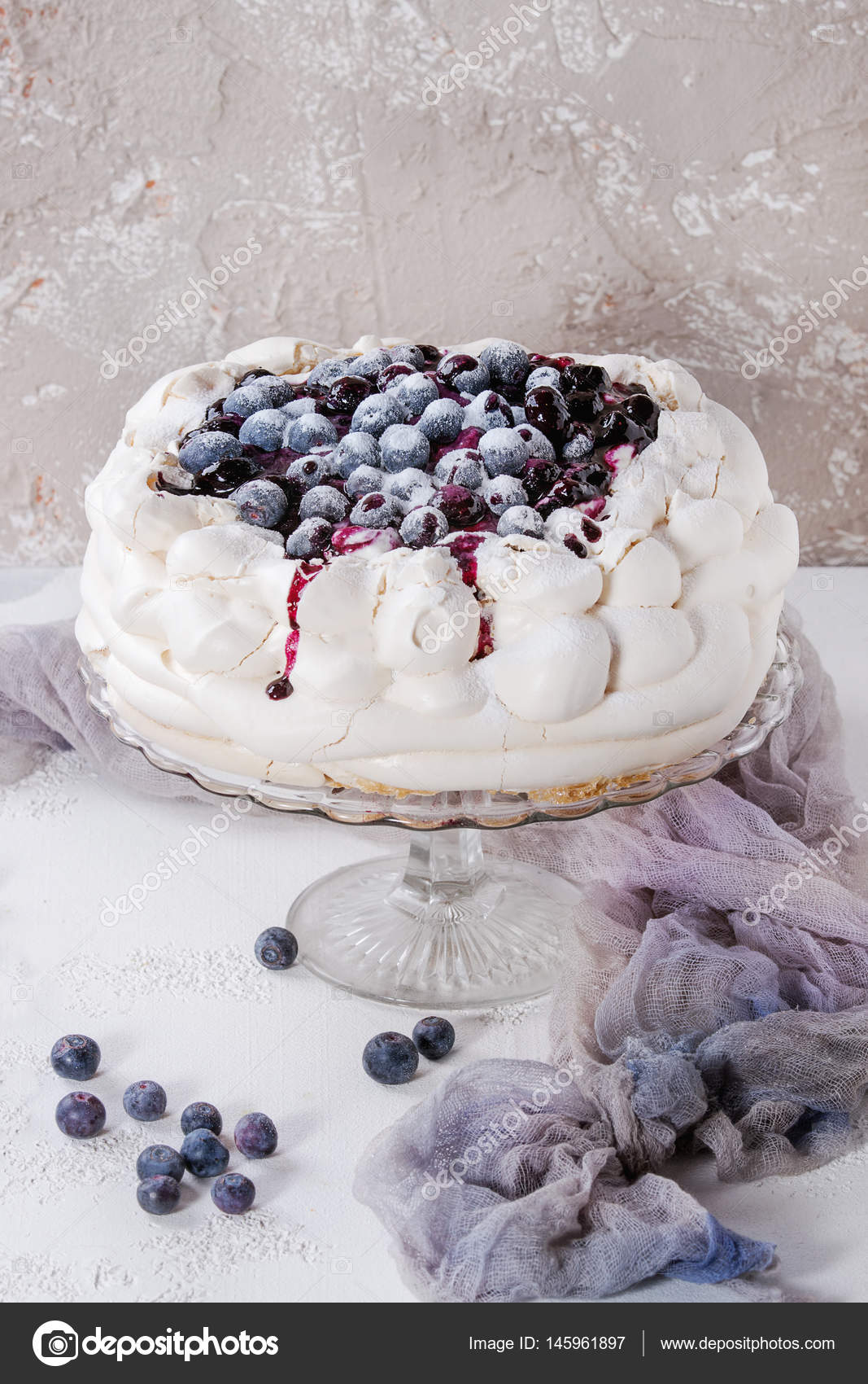 Meringue Cake Pavlova With Blueberries Stock Photo Image By C Natashabreen 145961897