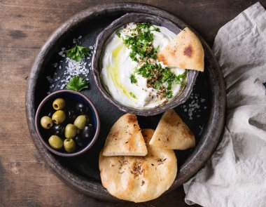 labneh taze Lübnan krem peynir dip