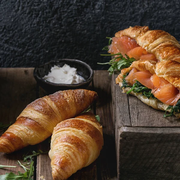 Croissant with salmon — Stock Photo, Image