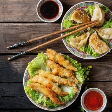 Soslar kızarmış tempura karides