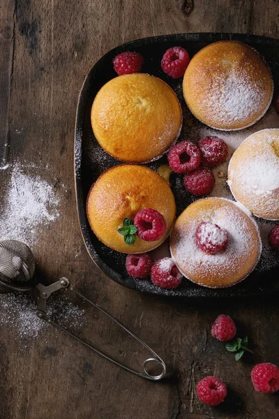 Zitronenkuchen mit Himbeeren — Stockfoto