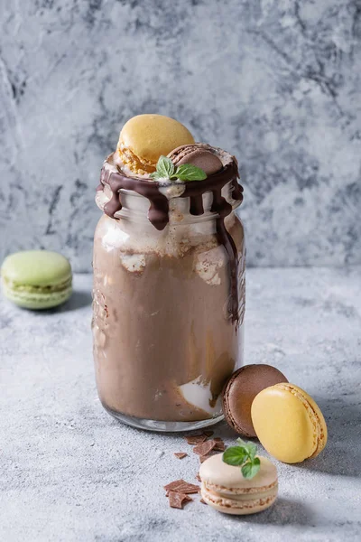 Chocolate milkshake with ice cream