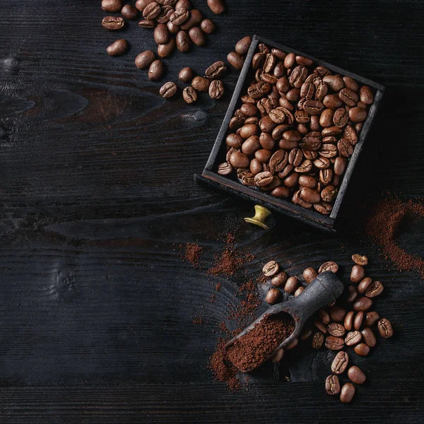 烘培的咖啡豆黑色 — 图库照片