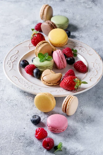Variety of french dessert macaroons