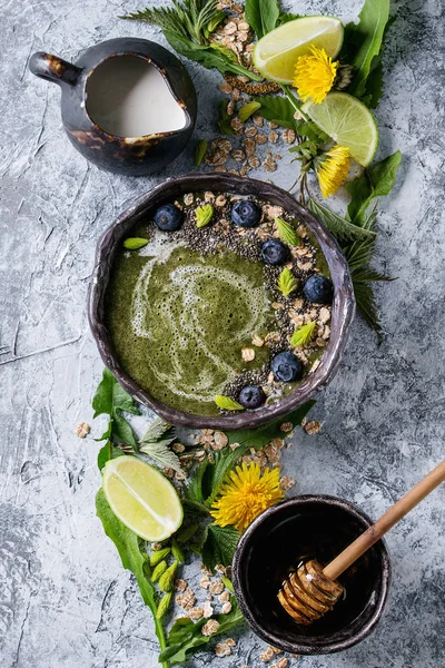 Batido de ortiga y diente de león de primavera — Foto de Stock