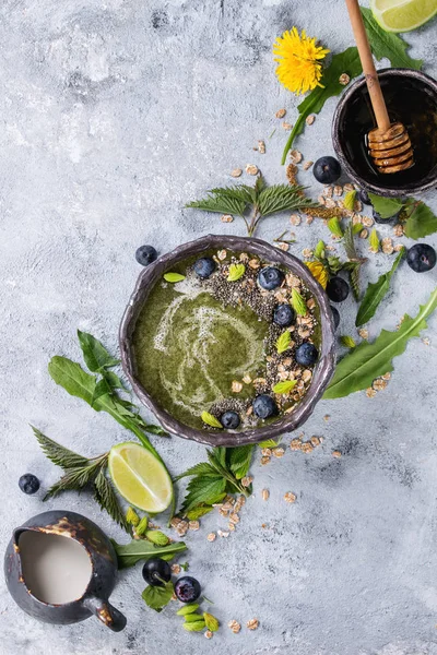 Spring nettle and dandelion smoothie — Stock Photo, Image