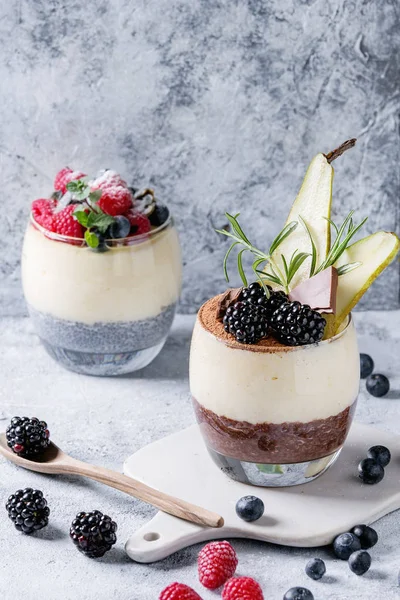 Chia puding pirinç lapası ile — Stok fotoğraf