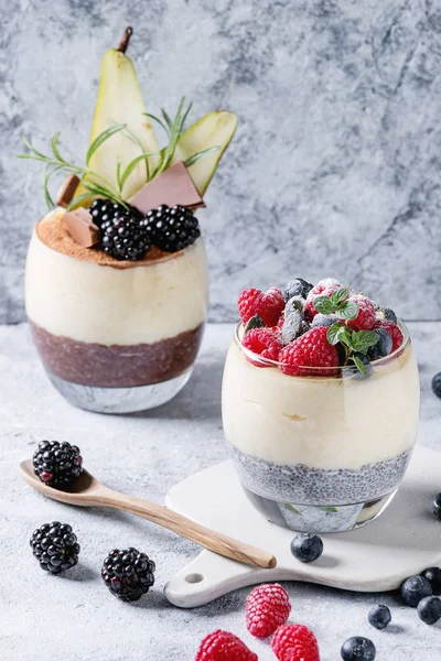 Chia pudding with rice porridge — Stock Photo, Image