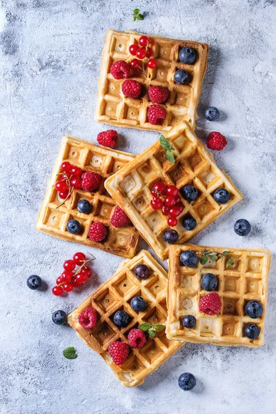 Belgian waffles with berries — Stock Photo, Image