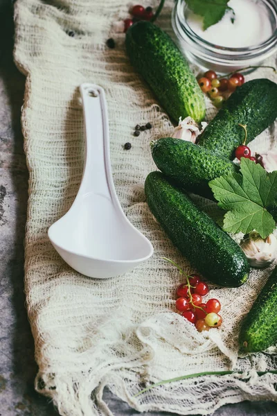 Свіжі огірки, приготовані для соління — стокове фото