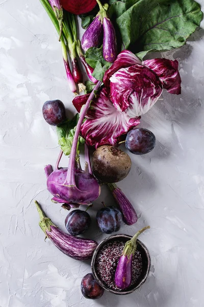 各种各样的紫色蔬菜 — 图库照片