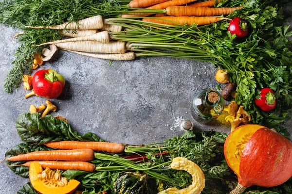 Різноманітність осіннього врожаю овочів — стокове фото