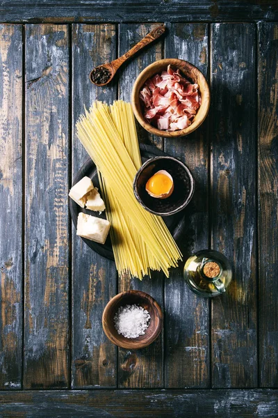 Ingredientes para macarrão carbonara — Fotografia de Stock