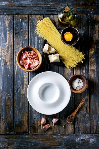 Zutaten für Pasta Carbonara — Stockfoto