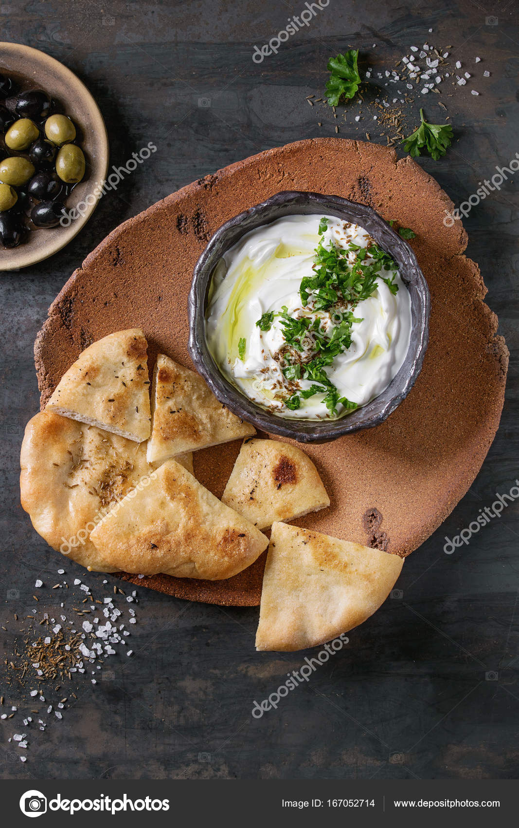labneh fresh lebanese cream cheese dip — Stock Photo © NatashaBreen
