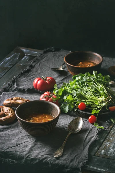 Wortel-tomatensoep pea — Stockfoto
