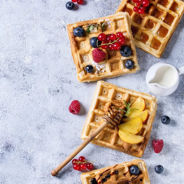 Belgian waffles with berries — Stock Photo, Image