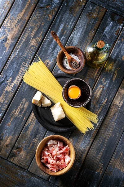 Zutaten für Pasta Carbonara — Stockfoto