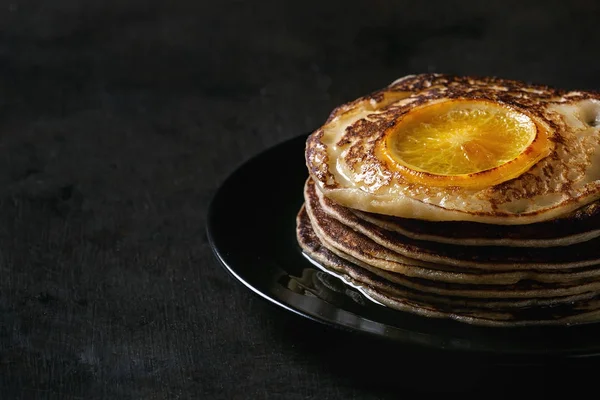 Pancakes with orange — Stock Photo, Image