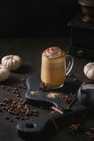 Glass of pumpkin latte